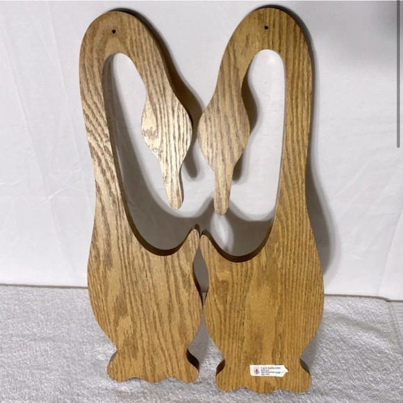 Vintage 90s Wooden Geese Wall Decor  Pair - Picture 2 of 13